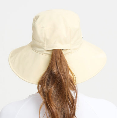 Wide Brim Beach Hat with ponytail-friendly opening