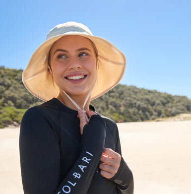 Wide Brim Beach Hat with removable chin strap with toggle